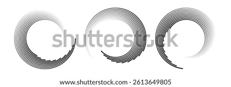 Abstract rotated black lines in circle form. Geometric art. Monochrome background. Design element for frame, web, logo, prints, template, presentation end textile pattern