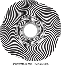 Abstract rotated black and white lines. Geometric art. Design element. Digital image with a psychedelic stripes.Design element for prints, web, template
