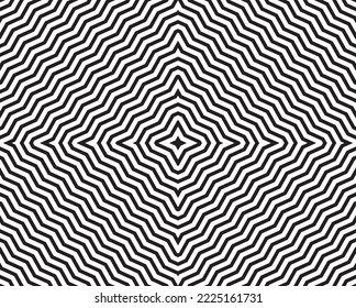 Resumen de líneas rotadas en blanco y negro. Arte geométrico. Elemento de diseño. Imagen digital con rayas psicodélicas.Elemento de diseño para impresiones, web, plantilla