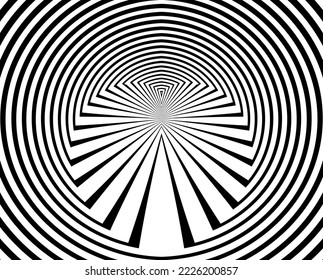 Abstract rotated black and white lines. Geometric art. Design element. Digital image with a psychedelic stripes.Design element for prints, web, template