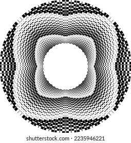 Resumen de líneas rotadas en blanco y negro. Arte geométrico. Elemento de diseño. Imagen digital con rayas psicodélicas.Elemento de diseño para impresiones, web, plantilla