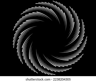 Abstract rotated black and white lines. Geometric art. Design element. Digital image with a psychedelic stripes.Design element for prints, web, template