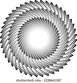 Abstract rotated black and white lines. Geometric art. Design element. Digital image with a psychedelic stripes.Design element for prints, web, template