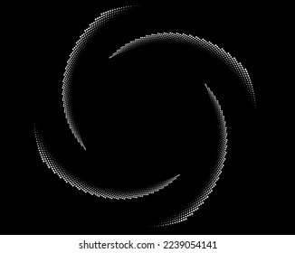 Abstrakt rotierte schwarz-weiße Linien. Geometrische Kunst. Design-Element. Digitales Bild mit psychedelischen Streifen.Design-Element für Drucke, Web, Vorlagen