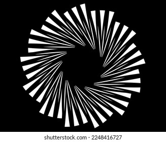 Abstract rotated black and white lines.vortex form. Geometric art. Design element. Digital image with a psychedelic stripes.Design element for prints, web, template