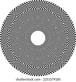 Abstract rotated black and white lines.vortex form. Geometric art. Design element. Digital image with a psychedelic stripes.Design element for prints, web, template