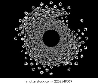 Abstract rotated black and white lines.vortex form. Geometric art. Design element. Digital image with a psychedelic stripes.Design element for prints, web, template