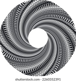 Abstract rotated black and white lines.vortex form. Geometric art. Design element. Digital image with a psychedelic stripes.Design element for prints, web, template
