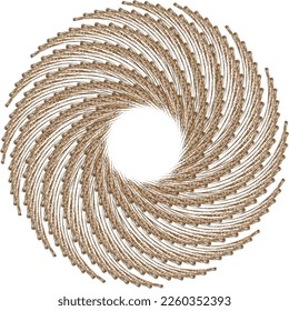 Resumen rotado líneas negras y blancas.vortex forma. Arte geométrico. Elemento de diseño. Imagen digital con rayas psicodélicas.Elemento de diseño para impresiones, web, plantilla