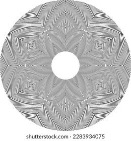 Abstract rotated black and white lines.vortex form. Geometric art. Design element. Digital image with a psychedelic stripes.Design element for prints, web, template