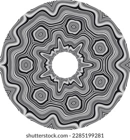 Abstract rotated black and white lines.vortex form. Geometric art. Design element. Digital image with a psychedelic stripes.Design element for prints, web, template