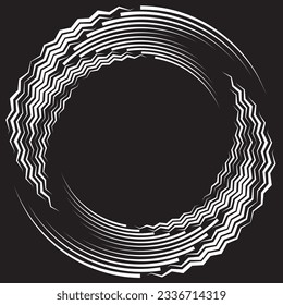 Abstract rotated black and white lines.vortex form. Geometric art. Design element. Digital image with a psychedelic stripes.Design element for prints, web, template