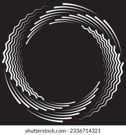 Resumen rotado líneas negras y blancas.vortex forma. Arte geométrico. Elemento de diseño. Imagen digital con rayas psicodélicas.Elemento de diseño para impresiones, web, plantilla