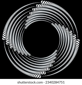 Abstract rotated black and white lines.vortex form. Geometric art. Design element. Digital image with a psychedelic stripes.Design element for prints, web, template