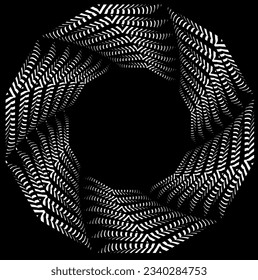 Abstract rotated black and white lines.vortex form. Geometric art. Design element. Digital image with a psychedelic stripes.Design element for prints, web, template