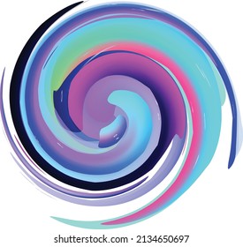 Abstract rotated colorful lines in circle form on black background. Geometric art. Design element. Digital image with a psychedelic stripes. Vector illustration