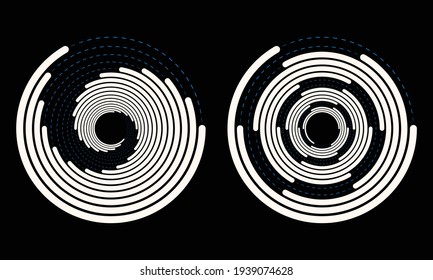 Abstract rotated lines in circle form as background. Design element for prints, logo, sign, symbol and textile pattern.
