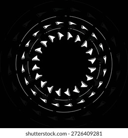 mandala de ponta de seta rotativa abstrata, moderno ornamento de tecnologia radial para branding