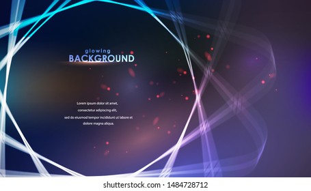 Abstract rotating glow lines over blue background. Vector illustration.
