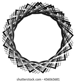 Abstract rotating intersecting squares. edgy, sharp spiral, vortex geometric element with tension, stress