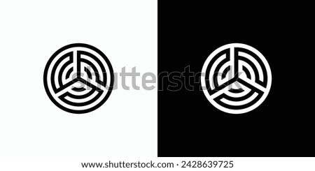 Abstract rotating propeller circle line vector logo design.