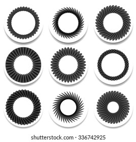 Abstract rotating, radial elements. vector
