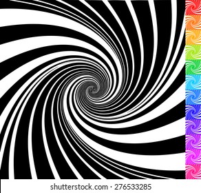 Abstract rotating shapes. Dynamic swirling, twirling backgrounds. Many colors included. Vector.