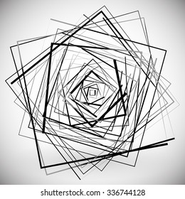 Abstract rotating squares with gradient fills.