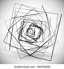 Abstract rotating squares with gradient fills.