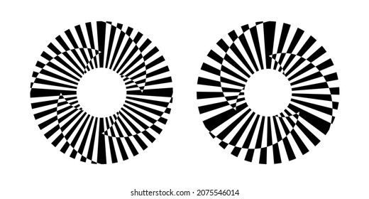 Abstract rotation circular design elements set. Vector art. 