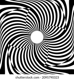 Ilusión de movimiento circular de rotación abstracta. Textura de líneas. Arte vectorial.