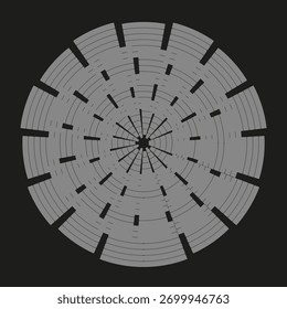 Abstract rotation graphic. Concentric circle Vector. Target element symbol. Dark background design.