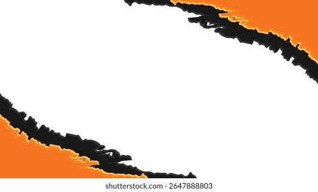 Borda de pincel áspera abstrata com camadas laranja e preta