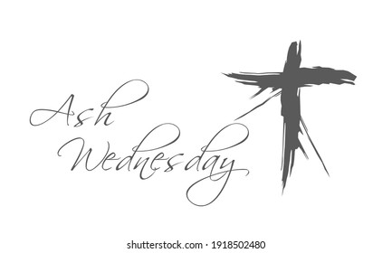 Abstract rough cross with dummy text ash wednesday phrases