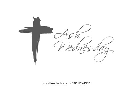 Abstract rough cross with text ash wednesday phrases