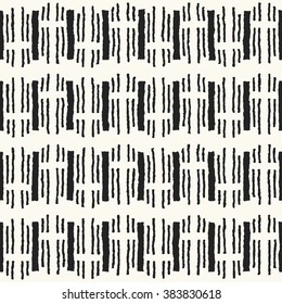Abstract rough drawn dashed striped  motif. Seamless pattern.