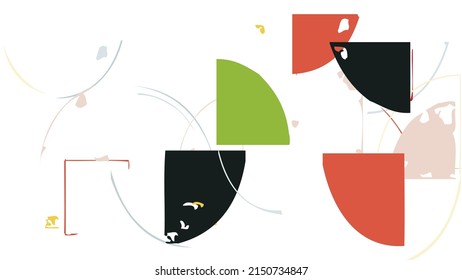 Abstract rough drawn geometric shapes on white background. Artistic overlay vector texture. Bauhaus simple primitive art poster. Mid century style art. A minimalism hipster colored frame design.