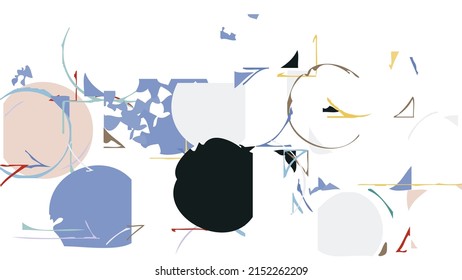Abstrakte, grob gezeichnete geometrische Formen auf weißem Hintergrund. Künstlerische Overlay-Vektorstruktur. Bauhaus einfaches, primitives Kunstposter. Kunst im Stil des Mittelalters. Ein minimalistisches Hipster-Farbbild.