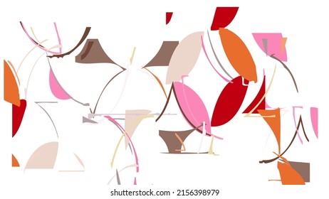 Abstract rough drawn geometric shapes on white background. Artistic overlay vector texture. Bauhaus simple primitive art poster. Mid century style art. A minimalism hipster colored frame design.
