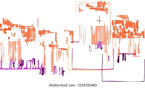 Resumen de formas geométricas dibujadas en bruto sobre fondo blanco. Textura vectorial de superposición artística. Afiche artístico simple y primitivo de Bauhaus. Arte de estilo de mediados de siglo. Diseño de marco minimalista de color hipster.
