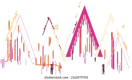 Abstract rough drawn geometric shapes on white background. Artistic overlay vector texture. Bauhaus simple primitive art poster. Mid century style art. A minimalism hipster colored frame design.