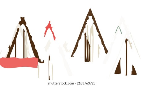 Abstract rough drawn geometric shapes on white background. Artistic overlay vector texture. Bauhaus simple primitive art poster. Mid century style art. A minimalism hipster colored frame design.