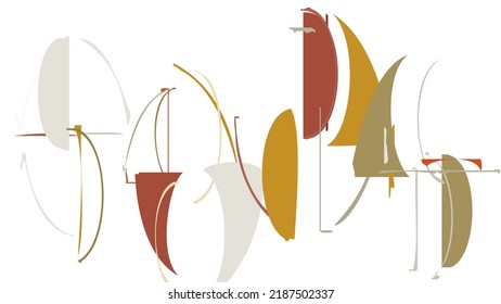 Abstract rough drawn geometric shapes on white background. Artistic overlay vector texture. Bauhaus simple primitive art poster. Mid century style art. A minimalism hipster colored frame design.
