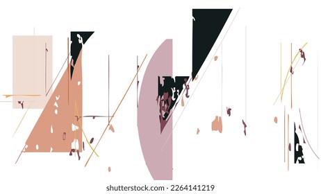 Abstract rough drawn geometric shapes on white background. Artistic overlay vector texture. Bauhaus simple primitive art poster. Mid century style art. A minimalism hipster colored frame design.