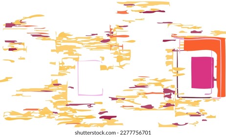 Abstract rough drawn geometric shapes on white background. Artistic overlay vector texture. Bauhaus simple primitive art poster. Mid century style art. A minimalism hipster colored frame design.