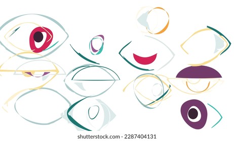 Abstract rough drawn geometric shapes on white background. Artistic overlay vector texture. Bauhaus simple primitive art poster. Mid century style art. A minimalism hipster colored frame design.