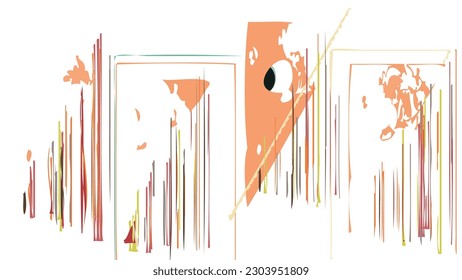 Abstract rough drawn geometric shapes on white background. Artistic overlay vector texture. Bauhaus simple primitive art poster. Mid century style art. A minimalism hipster colored frame design.