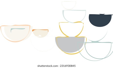 Abstract rough drawn geometric shapes on white background. Artistic overlay vector texture. Bauhaus simple primitive art poster. Mid century style art. A minimalism hipster colored frame design.