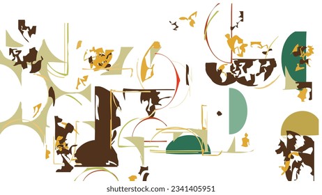 Abstract rough drawn geometric shapes on white background. Artistic overlay vector texture. Bauhaus simple primitive art poster. Mid century style art. A minimalism hipster colored frame design.