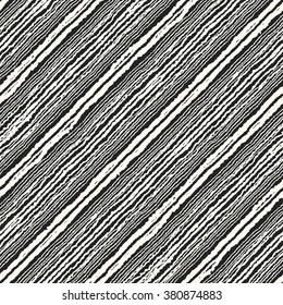 Abstract rough edges textured diagonal striped motif. Seamless pattern.